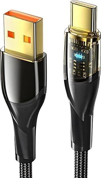 Essager Led Işıklı 1 Metre 100W USB to Type C Şarj Kablosu 480Mbps Veri Aktarım Şarj Akım Korumalı