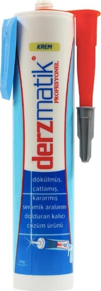 Derzmatik Profesyonel Derz Silikon Hazır Kartuş 450 gr  Krem Derz Dolgu