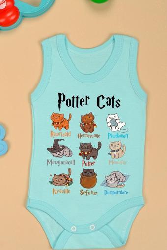 %100 Pamuklu Potter Cats Baskılı Yumuşak Doku Baskılı Zıbın & Body