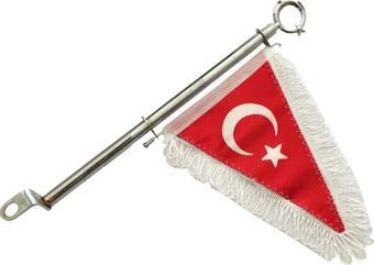 Motosiklet Üçgen Bayrak Nikel Direkli (Makam Bayrağı)
