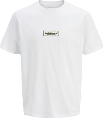 Jack&Jones JORSPLIT FAKESTITCH BRANDING TEE SS C LN P.BEYAZ