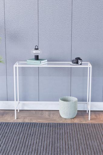 Dekopratik Canvas Metal Dresuar Dekoratif Kahve Köşesi Konsol - Beyaz