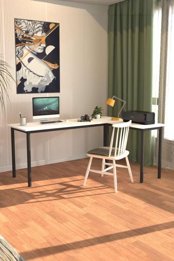 Dekopratik Viva L Çalışma Masası Bilgisayar Masası Ofis Masası 150x55 Beyaz