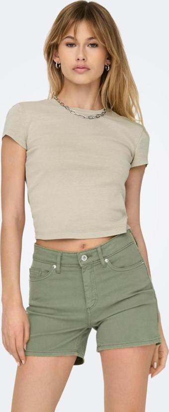 ONLELINA S/S O-NECK SHORT TOP JRS NOOS AÇIK BEJ