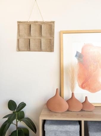 Jüt 6 Cepli Çok Amaçlı Askılı Duvar Tipi Dolap İçi Banyo Mutfak Düzenleyici Organizer 35x44 cm