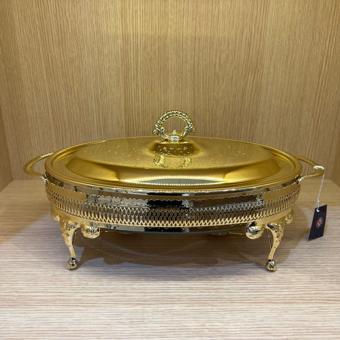 Queen Anne Altın Kaplama  Isıtıcılı Oval Yemek Servis 41 x 26.5 cm  