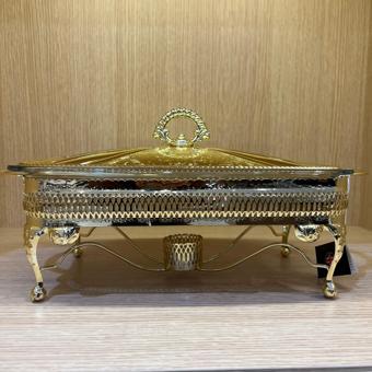 Queen Anne Altın Kaplama Isıtıcılı Dikdörtgen Yemek Servis 38 x 20 x 18.5 cm  