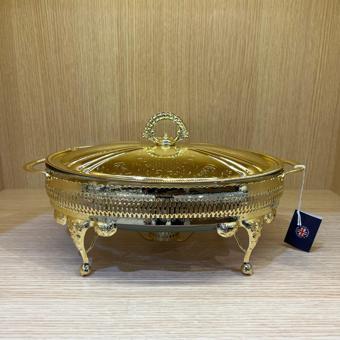 Queen Anne Altın Kaplama Isıtıcılı Oval Yemek Servis 35 x 22 x 18.5 cm  