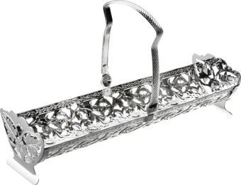 Queen Anne İngiliz Gümüşü Kurabiye,Makaron ve Ekmeklik Sunumluk 23 x 12.5 x 7 cm  