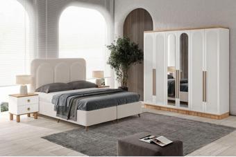 Ücretsiz Montaj - Rosa 6 Kapaklı Komple Mdf Yatak Odası Takımı