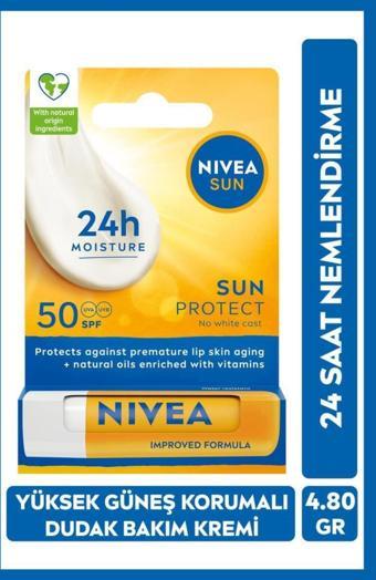 SUN Yüksek Güneş Korumalı Dudak Bakım Kremi 4.8gr, SPF50, 24 Saat Nemlendirici, E ve C Vitamini