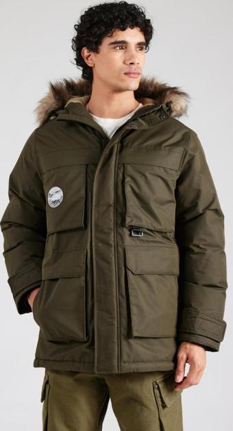 Jack&Jones Erkek Jjstar Rüzgar Geçirmez Kapüşonu Kürklü Parka 12256892 Yeşil