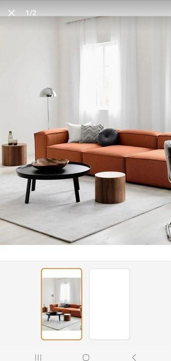 Dream Garden Angelo 3 Modül Modüler Koltuk Üçlü Kanepe Keten Kumaş Kiremit