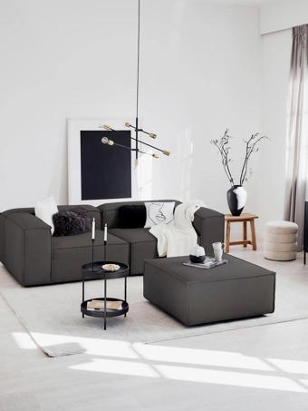 Dream Garden Angelo 3 Modül Köşe (2 Modül Ve Puf Takım), Keten, Antrasit