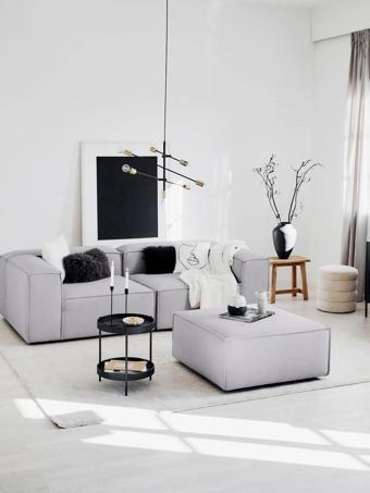 Dream Garden Angelo 3 Modül Köşe (2 Modül Ve Puf Takım), Keten, Gri