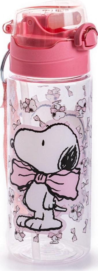 Snoopy Kız Çocuk 500 ml Sİlikon Pipetli Okul Suluğu / Matarası
