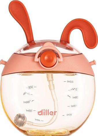 Diller 330 ml Askılı Kırılmaz Tritan Tavşan Şekilli Kırmızı Çocuk Matarası