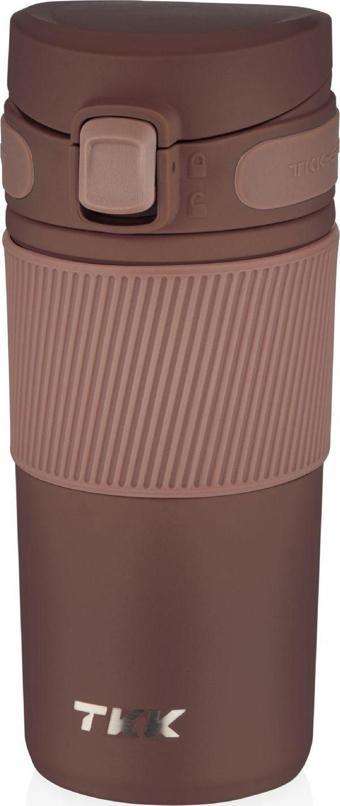 TKK 450 ml Kahverengi Paslanmaz Çelik Termos Matara - Kahve Kupası/Termosu