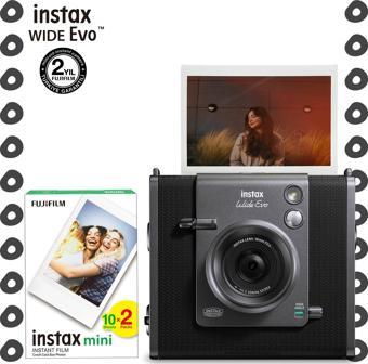 Instax Wide Evo Siyah Şipşak Anında Baskı Hybrid Fotoğraf Makinesi ve 20'li Film