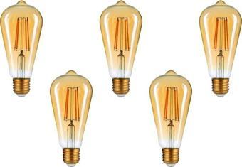 6W Rustik Ampul 2700K (Amber Işık) ST64 - 5 Adet