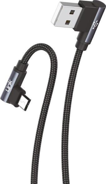 Linktech K592 Safe Micro USB 90 Derece Data/Şarj Kablosu 3A 1.5mt