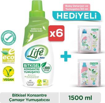 Life By Fakir Vegan Bitkisel Konsantre Çamaşır Yumuşatıcısı 1500 ml X 6 Adet Avantaj Seti