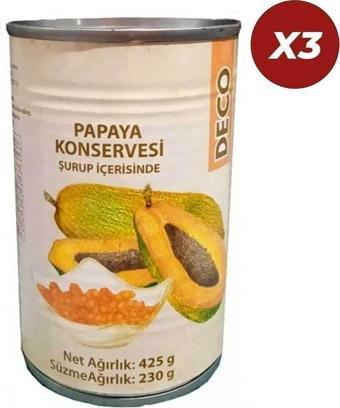Deco Papaya Konservesi 425 Gr 3 Adet