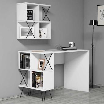 Variant Mobilya Extra Duvar Raflı Çalışma Masası - Beyaz