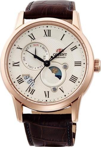 Orient  RA-AK0007S30B Kurmalı Otomatik Deri Kahverengi Safir Cam Krem Kadran 43 mm Erkek Kol Saati