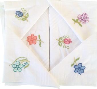 Hepsine Rakip Hediyelik İşlemeli Bayan Mendili 12 Adet 28x28 cm 100 Pamuk Renkli