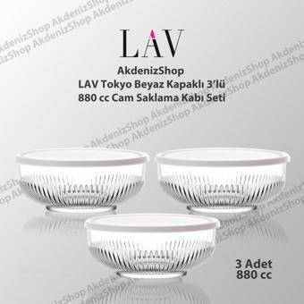 Lav Beyaz Kapak 3 Adet 880Cc  Tokyo Saklama Kabı Akdenizshop
