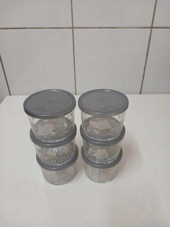 Lav Bodega Saklama Kabı (240Ccx6 Adet) Antrasit Kapaklı Çiçek Desenli (Lv-Bdg-384)