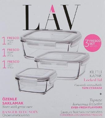 Lav Fresco Cam Kilitli Saklama Kabı 3'Lü Set  Kare  (1150Cc-720Cc-375Cc) (Frs249-Frs247-Frs227)