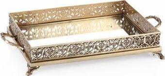 DECORİUM PIRINC DIKDORTGEN ALTIN ESKİTME TEPSİ  