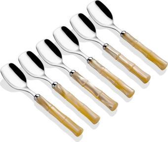 RİVADOSSİ BAMBOO 6 KİŞİLİK KREM RENGİ DONDURMA KAŞIĞI  