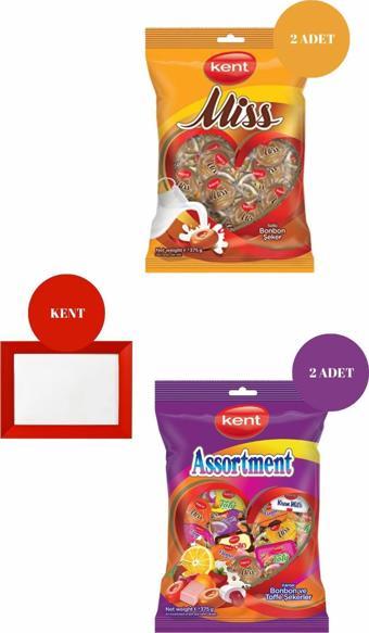 Kent Assortment Karışık (375 g)*2 + Kent Missbonbon Sütlü Şeker (375 g)*2 +Çerçeve