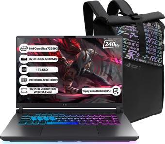 Asus Rog Strix G16 G615LR-S5212 Intel Core Ultra 7 255HX 32GB 1TB SSD NPU 13TOPS RTX5070Ti-12GB Freedos 16" 2.5K 240Hz WQXGA Taşınabilir Bilgisayar