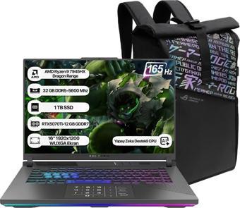 Asus Rog Strix G16 G614PR-RV052 AMD Ryzen 9 7945HX 32GB 1TB SSD RTX5070Ti-12GB Freedos 16" 165 Hz WUXGA Taşınabilir Bilgisayar