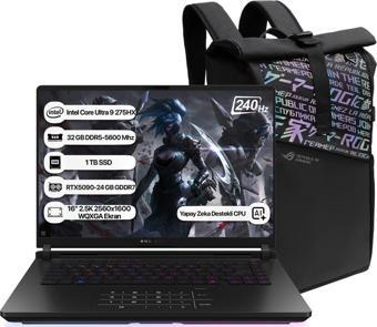 Asus Rog Strix Scar 16 G635LX-RW144 Intel Core Ultra 9 275HX NPU 13 TOPS 32GB 1TB SSD RTX5090-24GB Freedos 16" 2.5K 240Hz WQXGA Taşınabilir Bilgisayar