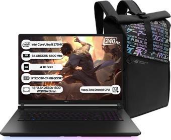 Asus Rog Strix Scar 18 G835LX-SA156 Intel Core Ultra 9 275HX NPU 13 TOPS 64GB 2TB+2TB SSD RTX5090-24GB Freedos 18" 2.5K 240Hz WQXGA Taşınabilir Bilgisayar