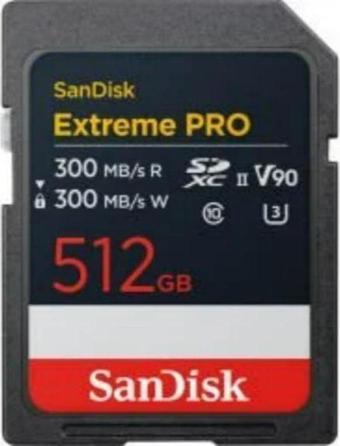 SanDisk Extreme Pro 512GB 300/300MB/s SDXC V90 UHS-II U3 8K/4K UHD Hafıza Kartı SDSDXDM-512G-GN4IN