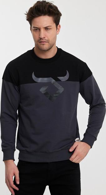 Twobull HELSİNKİ Erkek Sweatshirt Siyah / Füme