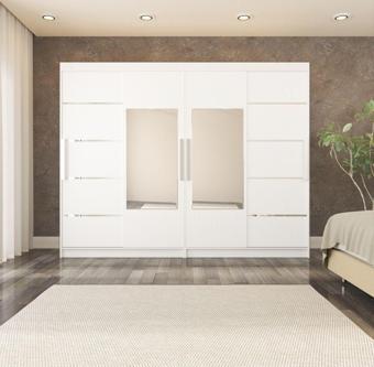Sürgülü Gardırop Dört Kapaklı 280/210 Cm (PARLAK BEYAZ)
