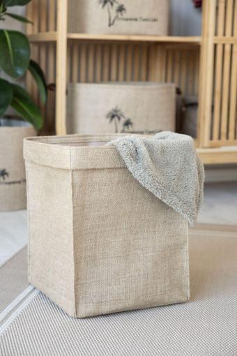 Art Bee 2'li Jüt Sepet Jüt 30x30x35 Cm Doğal Sepet Raf Içine Uygun Doğal Sepet ,kutu jüt sepet