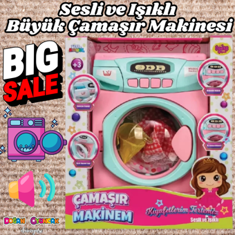 Büyük Pilli Neşeli Çamaşır Makinesi - Pilli Oyuncak Çamaşır Makinesi - Çamaşır Makinesi Oyuncak - Iş