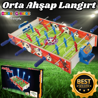 Orta Ahşap Langırt Seti - Ahşap Oyuncak - Futbol Oyuncakları - Top Oyuncak Langırt Setleri - Langırt