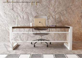 NTCollection Alfa Koyu Ceviz Renk Masif Ahşap Ofis Ve Çalışma Masası ( 75 cm - 200 cm ) 