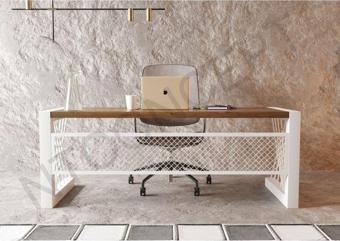 NTCollection Alfa Normal Ceviz Renk Masif Ahşap Ofis Ve Çalışma Masası ( 85 cm - 200 cm ) 
