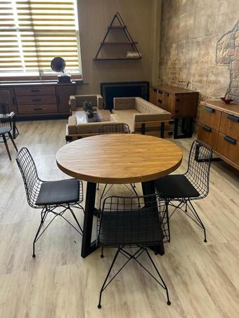 NTCollection Round Doğal Ahşap Sandalyeli Yuvarlak Masa Takımı