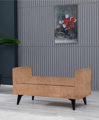 Meşe Home Toffet Bazalı Değiştirilebilir Kollu Süngerli Yüksek Plastik Ayaklı Puf - Bench 58x111 cm